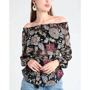 NWOT $350 Rag & Bone Sierra Floral Off-The-Shoulder Blouse - Silk Blend Top